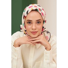 İpekhan Çakıltaşı Beyaz Kırmızı Pamuk Viskon Eşarp Modeli