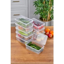 Wishora Store Set Saklama Kabı, 10 Adet 2000ML Dikdörtgen Şeffaf Kendinden Kapaklı Saklama Kabı, Bpa Içermez, Buzdolabı, Dondurucu ve Dolap Organizeri