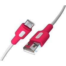 Wishora Store Coral USB A-C Hızlı Şarj Kablosu (Beyaz + Beyaz/pembe Uç) (150 Cm)
