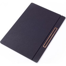 Wishora Store Office Deri Kapaklı Masa Sümeni Siyah Ahşap Detaylı 50X35CM