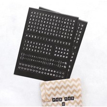 Wishora Store Harf-Rakam Sticker Seti, 8X10 mm 2 Sayfa