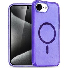 Fuchsia iPhone 16E ile Uyumlu Star Kablosuz Şarj Özellikli Kapak - Mor