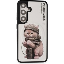 Fuchsia Samsung Galaxy S24 ile Uyumlu Fun Kablosuz Şarj Özellikli Kapak - Beyaz