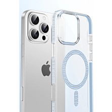 Fuchsia iPhone 14 ile Uyumlu Move Taşlı Kablosuz Şarj Özellikli Kapak - Gümüş