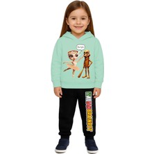 Sedirli Braniot Baskılı Çocuk Eşofman Takımı 3 Iplik Şardonlu Pamuklu Kumaş Kapüşonlu