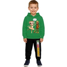 Sedirli Braniot Baskılı Çocuk Eşofman Takımı 3 Iplik Şardonlu Pamuklu Kumaş Kapüşonlu