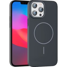 Fuchsia iPhone 15 Pro Max ile Uyumlu Broş Kablosuz Şarj Özellikli Kapak - Füme