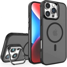 Fuchsia iPhone 16 Pro ile Uyumlu Flet Lens Kablosuz Şarj Özellikli Kapak - Siyah