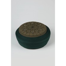 Sarıkhane Çocuk Talebe Sarığı - Yeşil Kumaş - Yeşil Takke - Yuvarlak Sarım - Kuş Gözü - 6 Metre