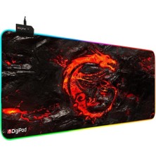Wishora Store Rgb Oyuncu Mousepad Rgb 70 x 30 Gaming Oyuncu Mouse Pad Kaymaz Taban 4mm Dragon