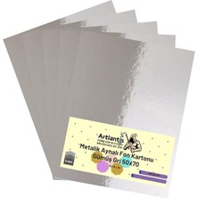 Wishora Store Gri 50X70 Metalik Aynalı Fon Kartonu 5 Adet 1 Paket Artlantis Aynalı Metalik Fon Kartonu