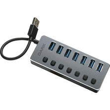 Wishora Store Connect Master 7+1 Hızlı Şarj Adaptörlü USB Hub, USB 3.0