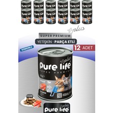 Pure Life Plus 12'li Somonlu Yetişkin Konserve Chunk Parça Etli Yaş Mama 400 gr