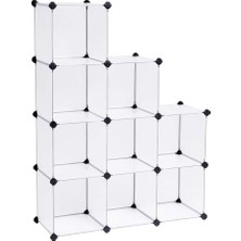 Wishora Store 9 Bölmeli Raf Sistemi, Ayakkabı Rafı, Banyo Rafı, Giysi Dolabı, Oyuncak Dolabı, 93 x 31 x 123 Cm, Beyaz LPC115S