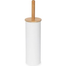 Wishora Store Home Ayaklı Tuvalet Fırçası – Paslanmaz Çelik Gövde, Doğal Bambu Sap ve Kapak, Hijyenik ve Şık Wc Klozet Fırçası, Zemin Standlı Dayanıklı Tuvalet Fırçası (Beyaz)