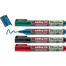 Wishora Store 28 Ecoline Beyaz Yazı Tahtası Kalemi, 4'lü Set, Karışık Renkler, Yuvarlak Uç, Yeniden Doldurulabilir