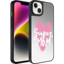 Alpsa Teknoloji Apple iPhone 14 Plus Kılıf Aynalı Desenli Kamera Korumalı Parlak Alps Mirror Kapak-Süper Anne