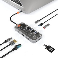 Wishora Store Çoklayıcı Adaptör 8 In 1 USB C Type-C To USB A, USB C Macbook Uyumlu Çevirici Adaptör Çok Portlu Çoklayıcı 8in1 USB Hub ZR663