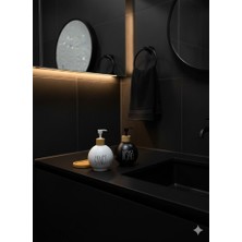 Savor Bambu Standlı Lüks Sıvı Sabunluk 2`li 450ML Siyah Beyaz