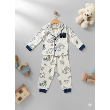 Selvira Pamuklu Çocuk Pijama Takımı – Düğmeli Üst ve Uzun Alt, Cilt Dostu Rahat Uyku Seti