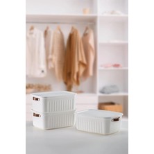 Wishora Store 1 Adet Düzenleyici Kapaklı Kutu, Dekoratif Saklama Kutusu, Organizer (35CM*25CM*14CM) Beyaz 10 Litre