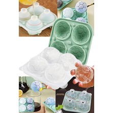 Wishora Store Chef Silikon Futbol Topu Büyük Boy 4 Bölmeli Buz Kalıbı, Kapaklı, Yeşil