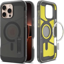 Wishora Store iPhone 16 Pro Max ile Uyumlu Ekstra Dayanıklı Magsafe Kılıf Tough Armor Ai Hava Kanalı Teknolojisi Askeri Sınıf Koruma Magfit Kickstand'lı Frost Black Çift Katman Kapak - ACS08502