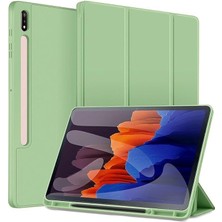 Wishora Store Galaxy Tab S7 Fe / S7 Plus S8 Plus 12.4" ile Uyumlu Kılıf Kalem Bölmeli Smart Case X800 T730 T970 Açık Yeşil