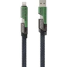 Wishora Store Azeada 4 In 1 4'lü 65W USB Type-C ve Lightning Örgülü Şarj ve Data Kablosu - 1.5m Siyah AZ-B10TH