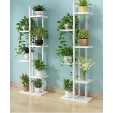 Wishora Store Çiçeklik, 6 Bölmeli Raf, Metal Çerçeveli Dikey Beyaz Çiçeklik 6003472481