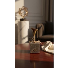Montdekor El Yapımı Mermer Taşlı Bronz Obje (10x10x20 cm)