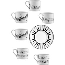 Wishora Store Porselen Bitmeyen Senfoni 6 Kişilik 12 Parça Kahve Fincan Takımı, 90 ml