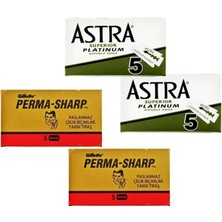 Wishora Store Adet 5'li Kutu Astra ve 2 Adet 5'li Kutu Permasharp Çift Taraflı Tıraş Bıçağı, Toplam 20 Adet Yaprak Jilet