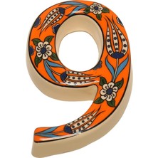 Wishora Store Kapı Numarası Seramik Lale Desenli Çeşitli Renklerde (9, Turuncu)