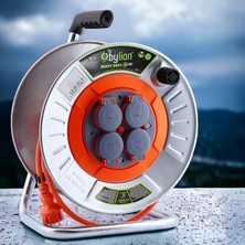 Wishora Store Seyyar Kablo Kapaklı 4 Prizli Metal Uzatma Kablosu 3x2.5 mm Cca Kablo 50 Metre