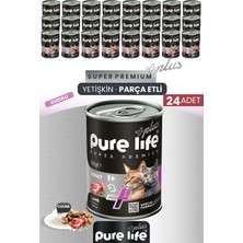 Pure Life Plus 24'lü Kuzulu Yetişkin Kedi Chunk Konserve Parça Etli Yaş Mama (400 Gr*24)