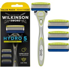 Wishora Store Sword - Hydro 5 Erkek Tıraş Makinesi | Aloe Vera Tahrişi Azaltmak Için | Hassas Nemlendirici Jel ve Düzeltici | Tıraş Makinesi + 3 Yedek Bıçak