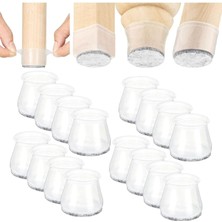 Wishora Store Adet Yarı Saydam (2cm–2,5cm) Beyaz Silikon Keçeli Sandalye Ayağı Koruyucu Pabuç Seti