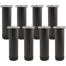 Wishora Store 8 Adet Mobilya Kanepe Baza Koltuk Metal Destek Ayağı Ayarlanabilir 15 cm Siyah Metal Yükseltici Ayak