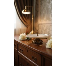 Montdekor El Yapımı Mermer Taşlı Bronz Desenli Tabak (28x28x20 cm)