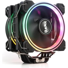 Wishora Store Freezer X128, 2X12CM Frgb Led'li, Intel & Amd Uyumlu, 4pin Pwm Fanlı, 6x Isı Borusu, Direkt Kontak Işlemci Soğutucu (DKCCX128)