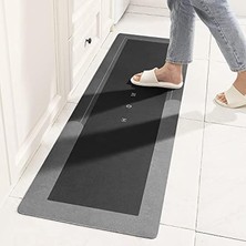 Wishora Store Banyo Paspası Halısı, Süper Emici Zemin Paspası Hızlı Kuruyan Ince Banyo Paspasları Halılar Kauçuk Kaymaz Alt Duş Halıları Duş Lavabo Küvet Için 45 cm x 149 Cm, Kare Koyu Gri