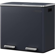 Wishora Store LTB48GS Mutfak Için 2 Bölmeli Pedallı Çöp Kutusu 2 x 24L Yumuşak Kapanış Plastik Iç Kovalı Çöp Kutusu, Ayak Pedallı ve Taşıma Saplı