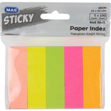 Wishora Store 3661 12X45 mm 5 Renk 25 Yaprak Yapışkanlı Plastik Ayraç