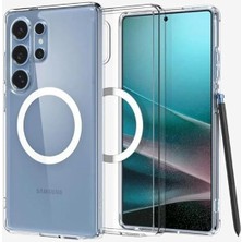 Wishora Store Galaxy S25 Ultra ile Uyumlu Ince Kılıf Crystal Hybrid Sararma Karşıtı Duraclear Hava Kanalı Teknolojisi Askeri Sınıf Koruma Magfit Özellikli Clear White Şeffaf Kapak - ACS08911