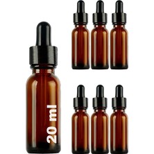Wishora Store 20 ml Metal Kapaklı Damlalık Dropper Şişesi Serum 20 cc Cam Şişe 6 Adet (Siyah Kapak, Amber/kahverengi)