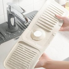Wishora Store Home Musluk Matı, Eviye Matı,elastik Musluk Matı Su Tutucu Düzenleyici Kaydırmaz Taban Organizer Mutfak Banyo Lavabo,musluk Matı Silikon (Beyaz)