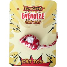 Ozlstor Eurocat Kedi Oyuncağı Kırmızı Beyaz Örme Fare