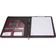 Wishora Store 413-4 Fermuarlı Lüks Sekreterlik Hesap Makineli Bordo