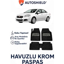 Fiat Linea Serisi Tüm Modeller Ile Uyumlu Universal Derin Havuzlu Paspas Krom Karbon